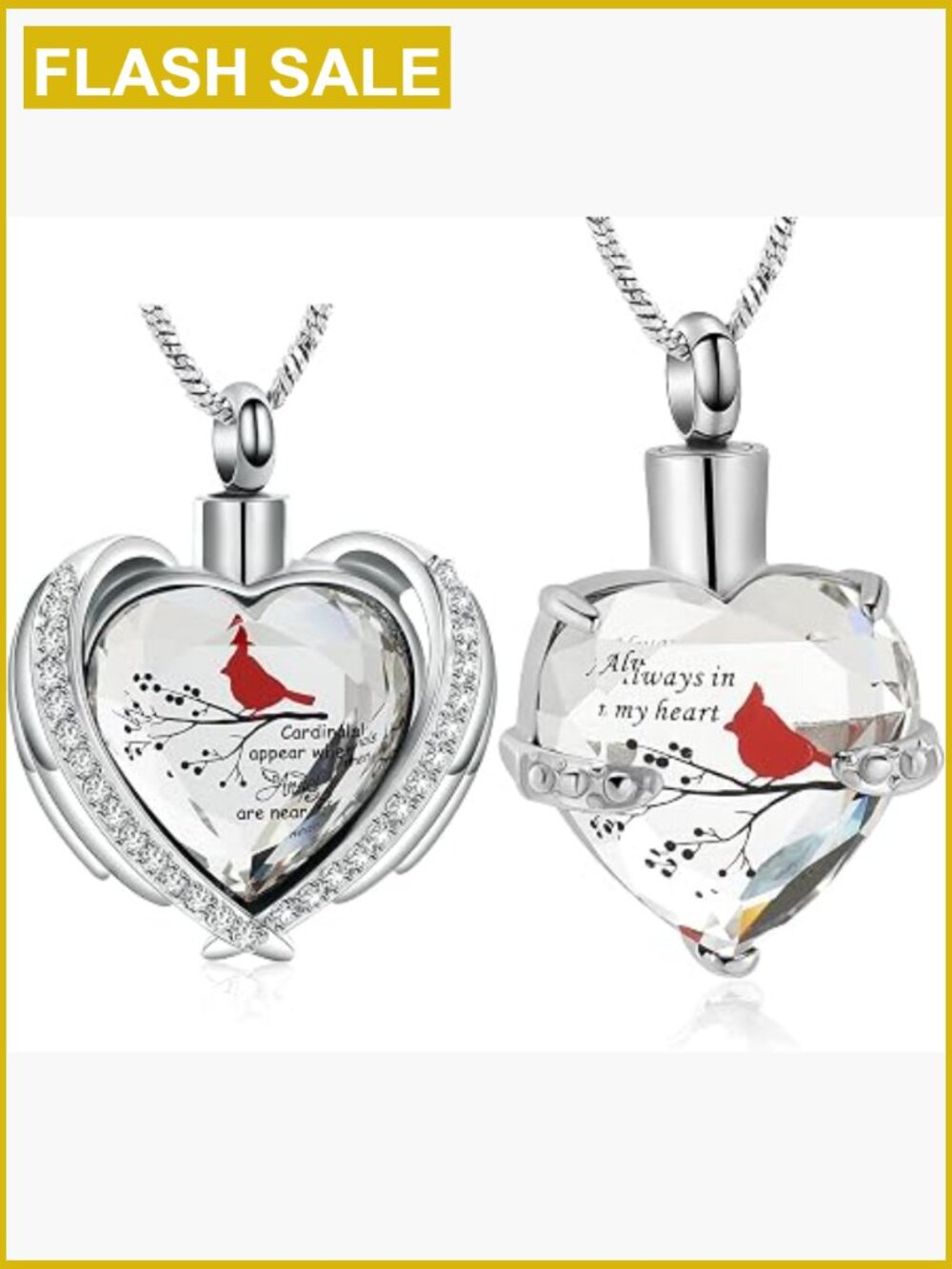 Memorial Urn Necklace for Ashes - Heart Locket Cremation Jewelry Gift